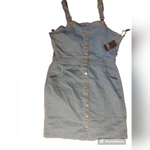 Button up Jean Dress plus size with pockets